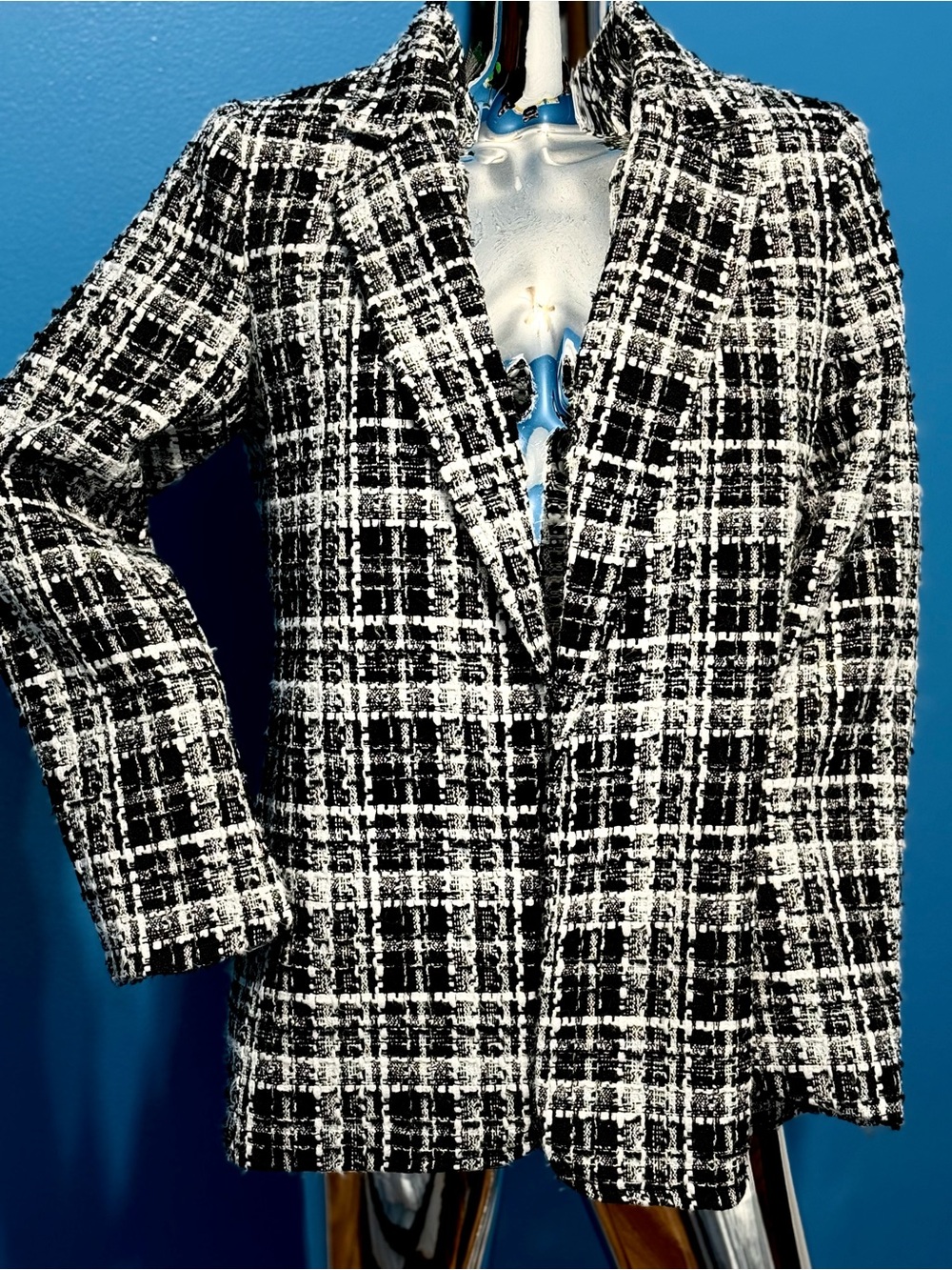Anne Klein Black and White Tweed Blazer M
